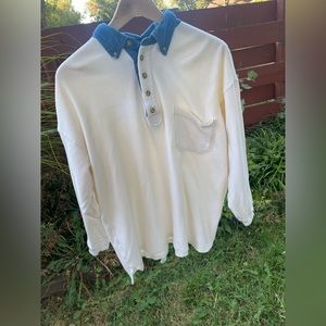 oversized, denim detailed redhead shirt